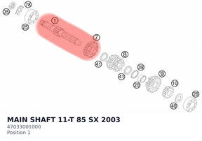 Diagram preview: MAIN SHAFT 11-T  85 SX    2003 (47033001000)