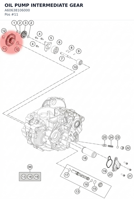 Diagram preview: OIL PUMP INTERMEDIATE GEAR (A60638106000)