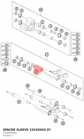 Diagram preview: SPACER SLEEVE 15X20X63  07 (75004084000)