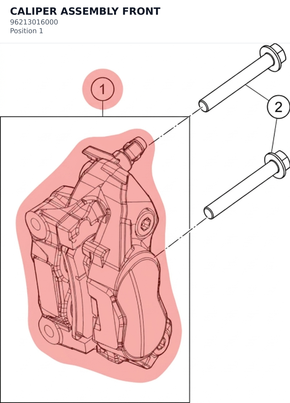 Diagram preview: CALIPER ASSEMBLY FRONT (96213016000)