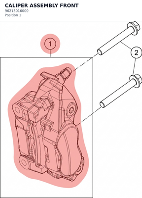 Diagram preview: CALIPER ASSEMBLY FRONT (96213016000)