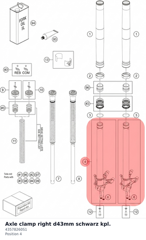 Diagram preview: Axle clamp right d43mm schwarz kpl. (43578260S1)