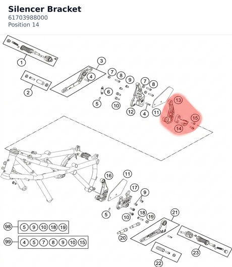 Diagram preview: Silencer Bracket (61703988000)