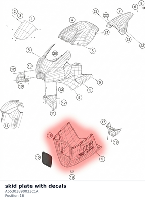 Diagram preview: skid plate with decals (A65303890033C1A)