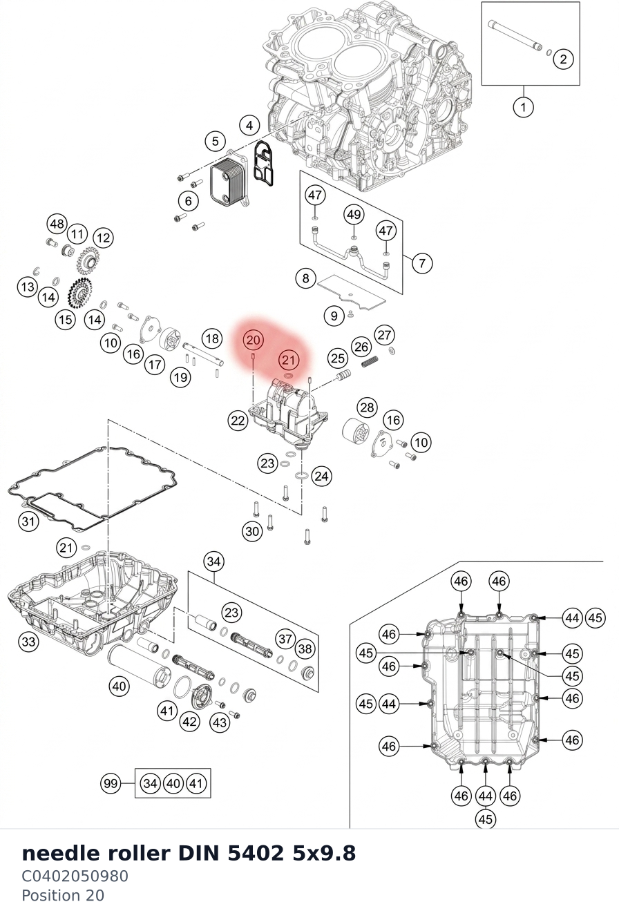 Diagram preview: needle roller DIN 5402 5x9.8 (C0402050980)