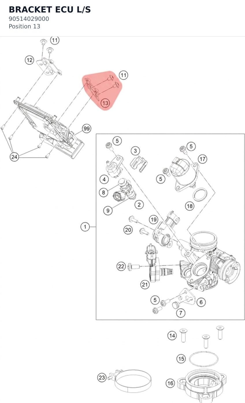 Diagram preview: BRACKET ECU L/S (90514029000)