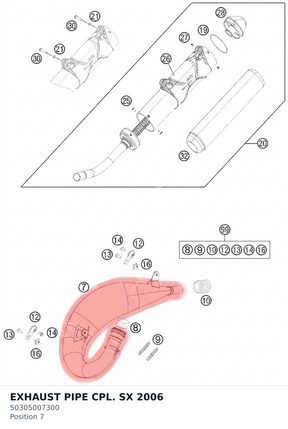 Diagram preview: EXHAUST PIPE CPL. SX      2006 (50305007300)