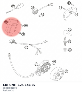 Diagram preview: CDI UNIT 125 EXC            07 (50339031800)
