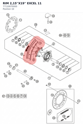Diagram preview: RIM 2,15''X19'' EXCEL         11 (77110070000)