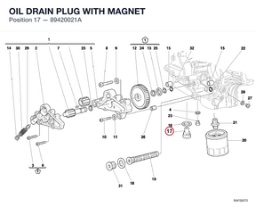 OIL DRAIN PLUG WITH MAGNET 89420021A diagram position