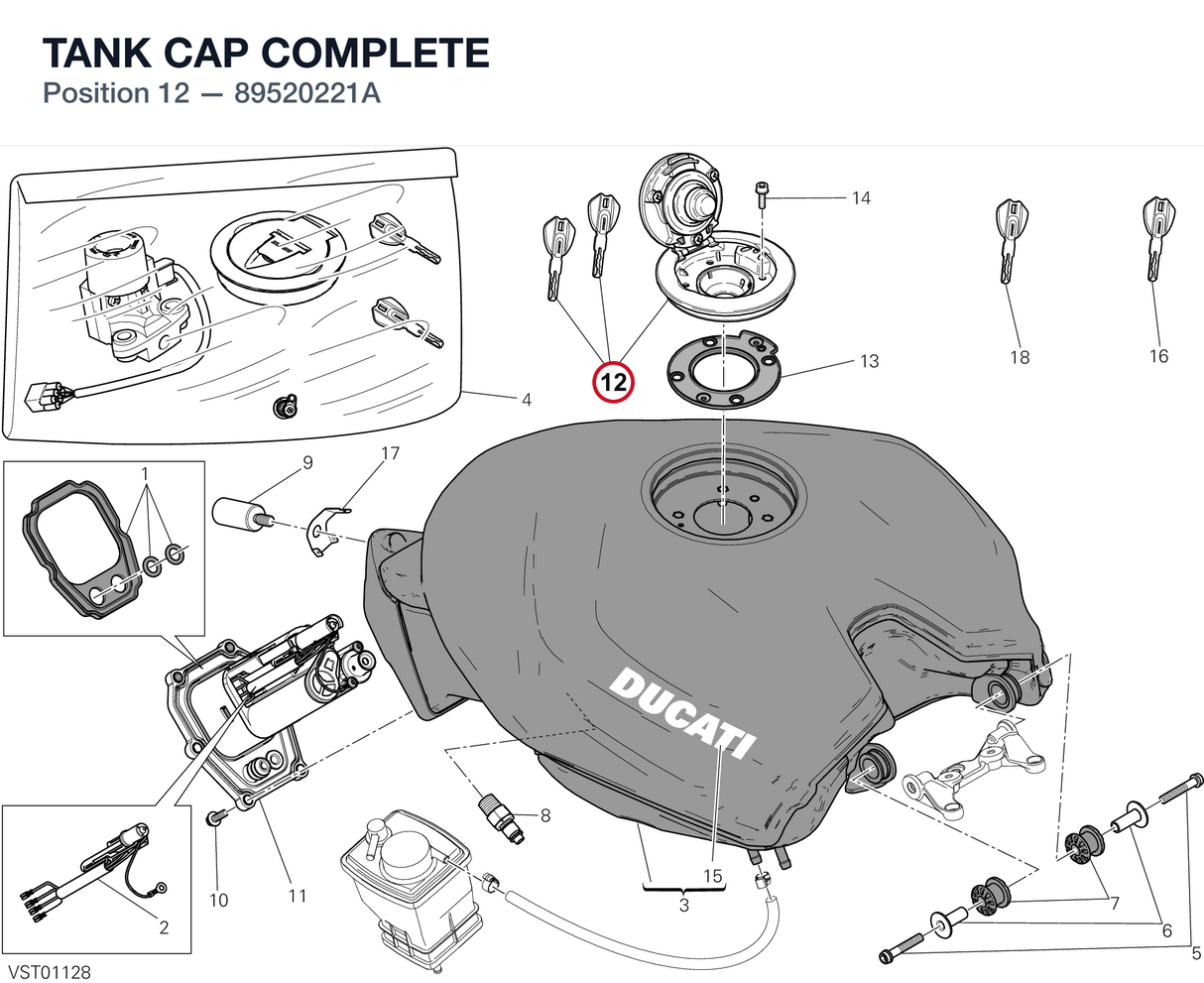 TANK CAP COMPLETE 89520221A diagram position