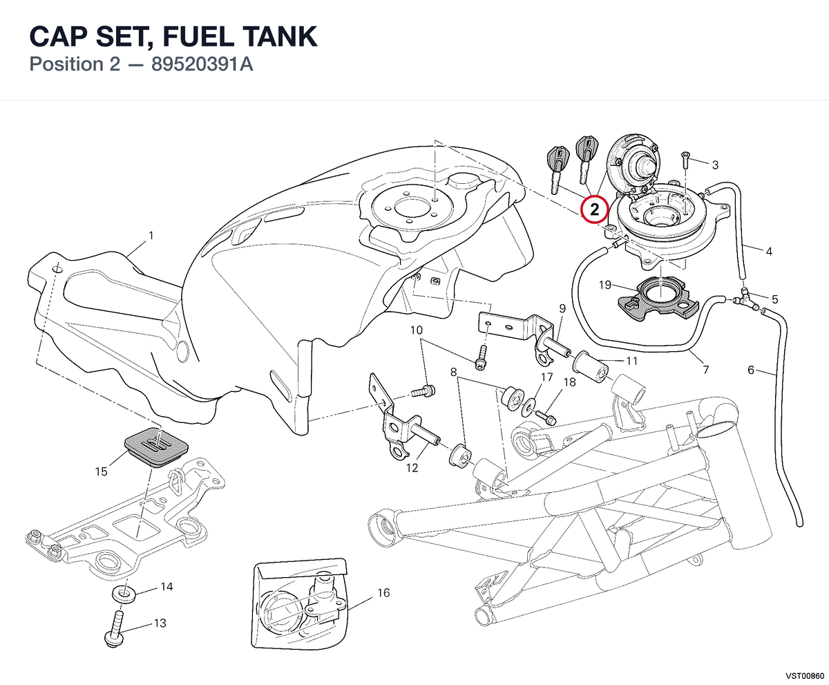 CAP SET, FUEL TANK 89520391A diagram position