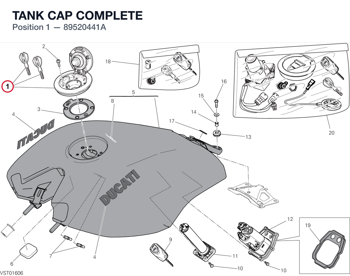 TANK CAP COMPLETE 89520441A diagram position