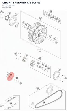 Diagram preview: CHAIN TENSIONER R/S LC8 03 (C90710084000)