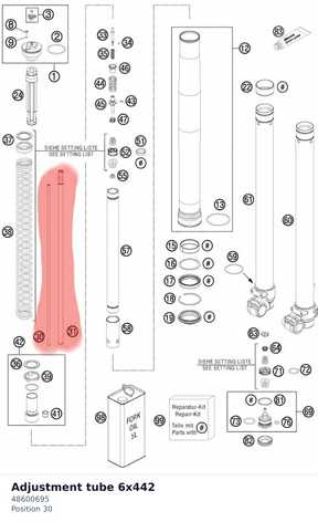 Diagram preview: Adjustment tube 6x442 (48600695)