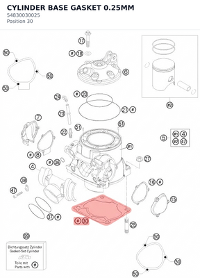 Diagram preview: CYLINDER BASE GASKET 0.25MM (54830030025)