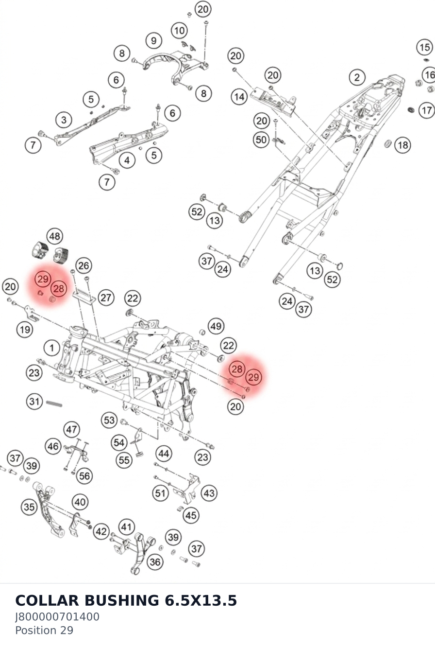 Diagram preview: COLLAR BUSHING 6.5X13.5 (J800000701400)