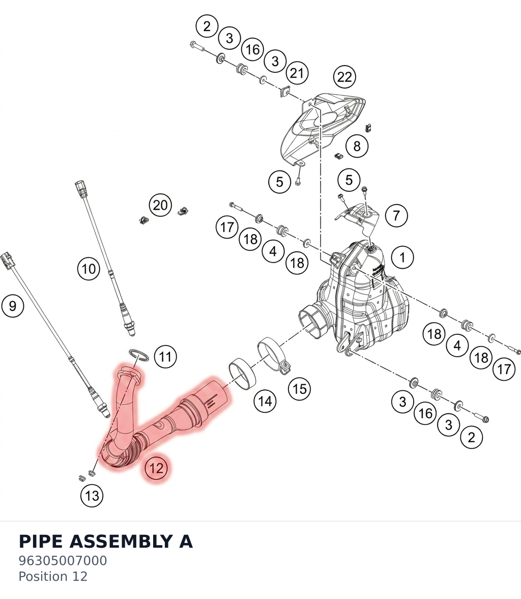 Diagram preview: PIPE ASSEMBLY A (96305007000)