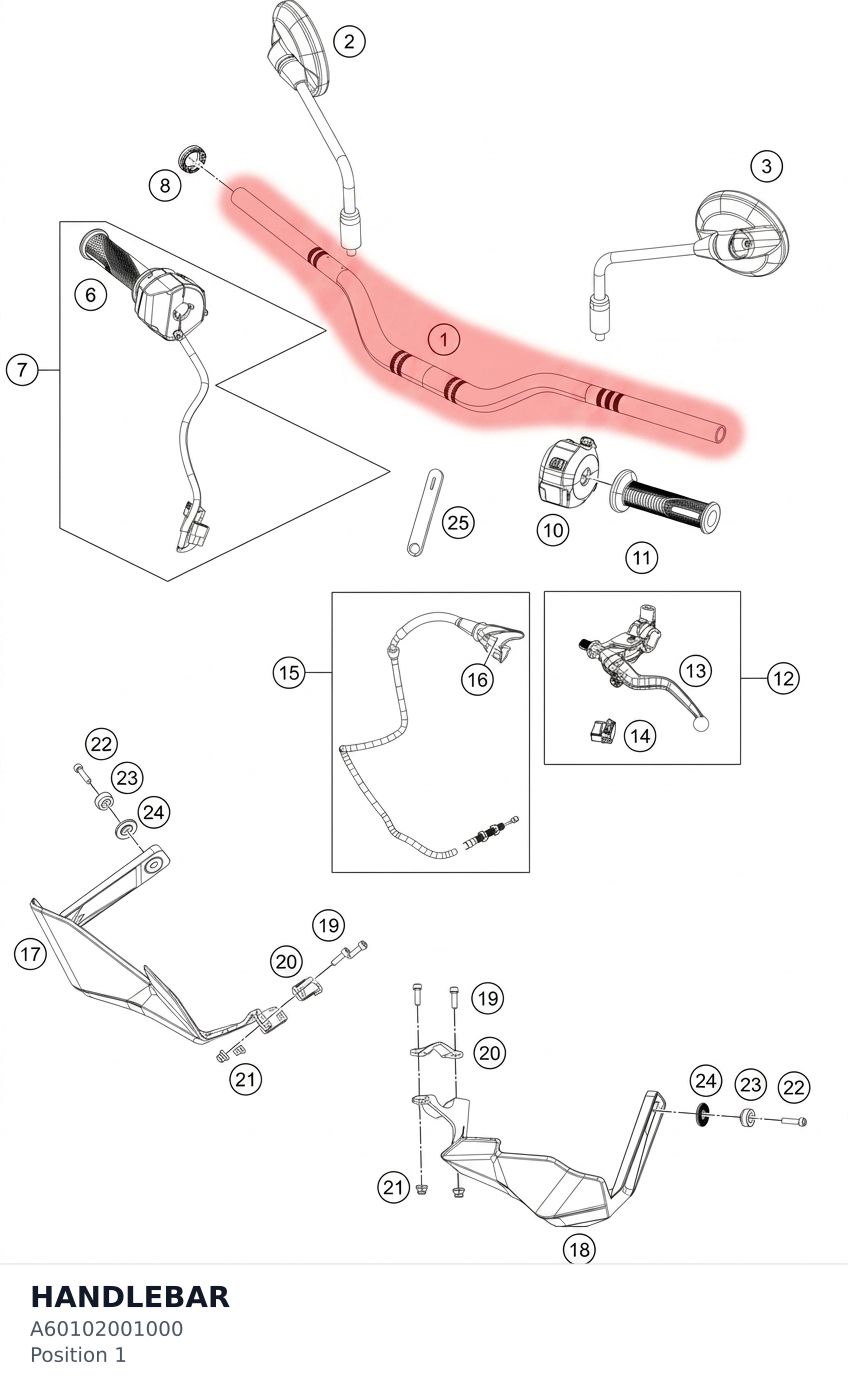 Diagram preview: HANDLEBAR (A60102001000)
