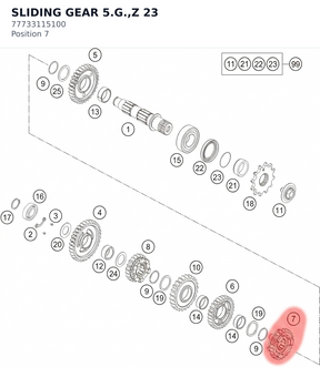 Diagram preview: SLIDING GEAR  5.G.,Z 23 (77733115100)