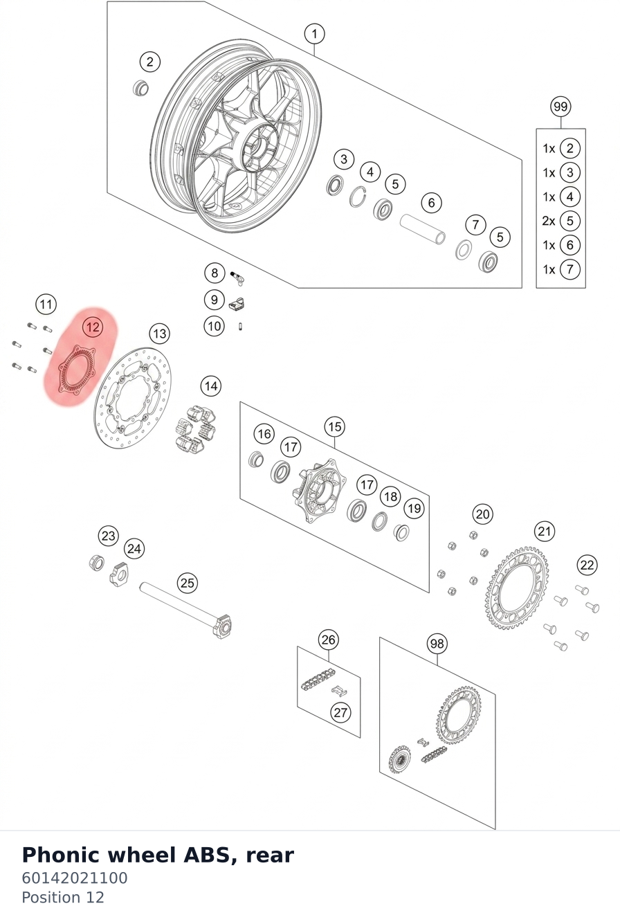 Diagram preview: Phonic wheel ABS, rear (60142021100)