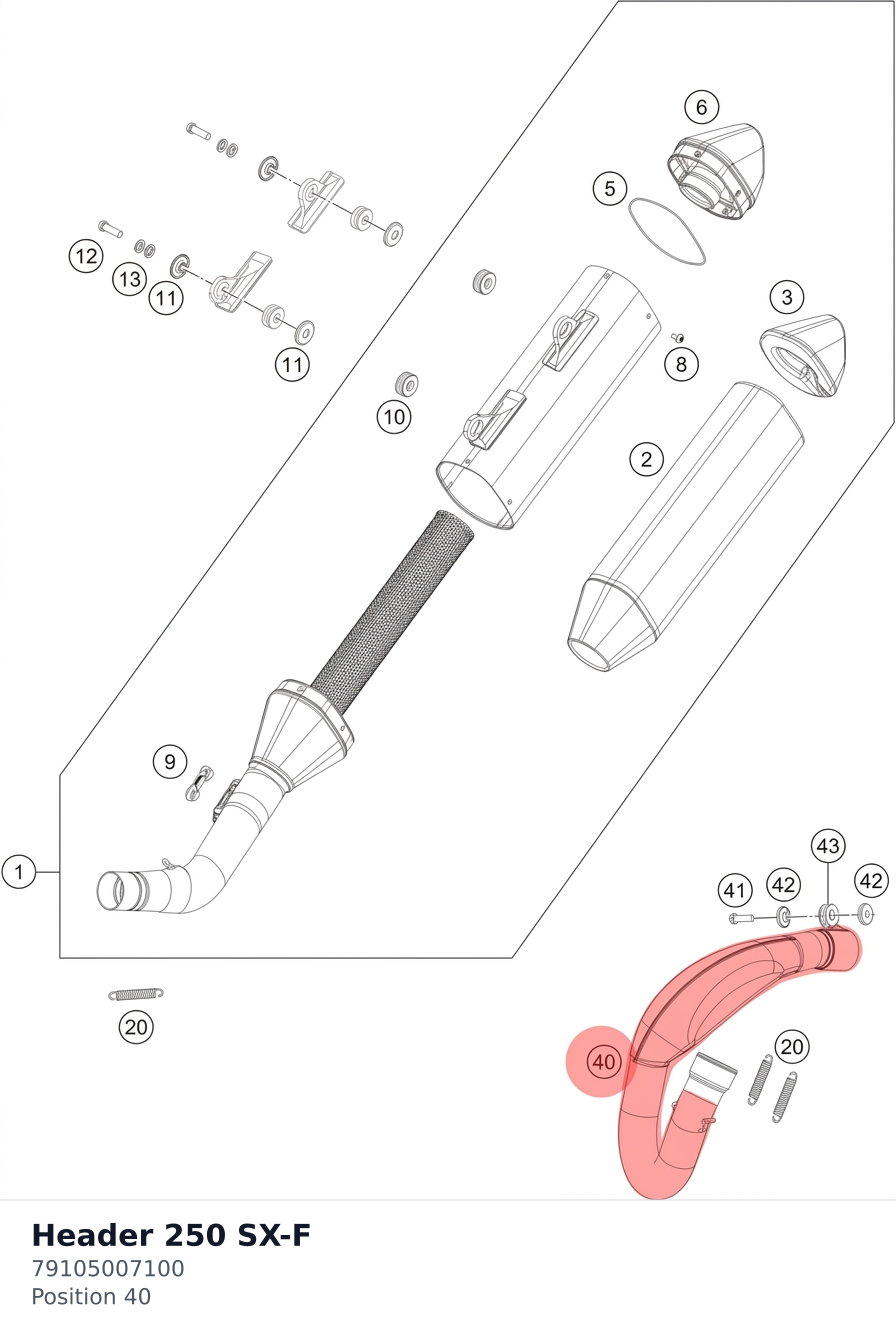 Diagram preview: Header 250 SX-F (79105007100)