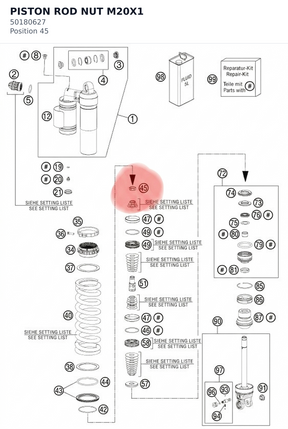 Diagram preview: PISTON ROD NUT M20X1 (50180627)