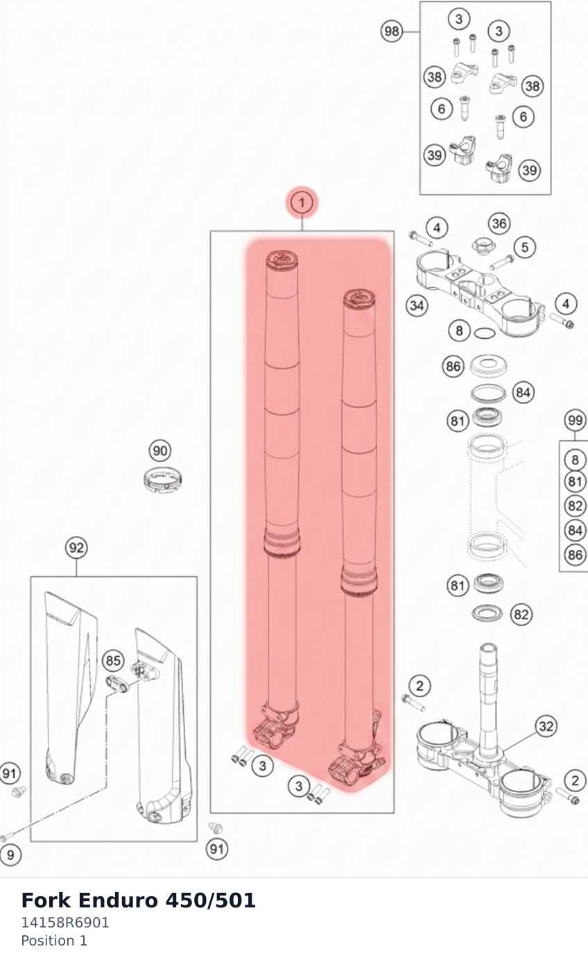 Diagram preview: Fork Enduro 450/501 (14158R6901)