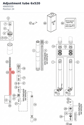 Diagram preview: Adjustment tube 6x520 (48600559)