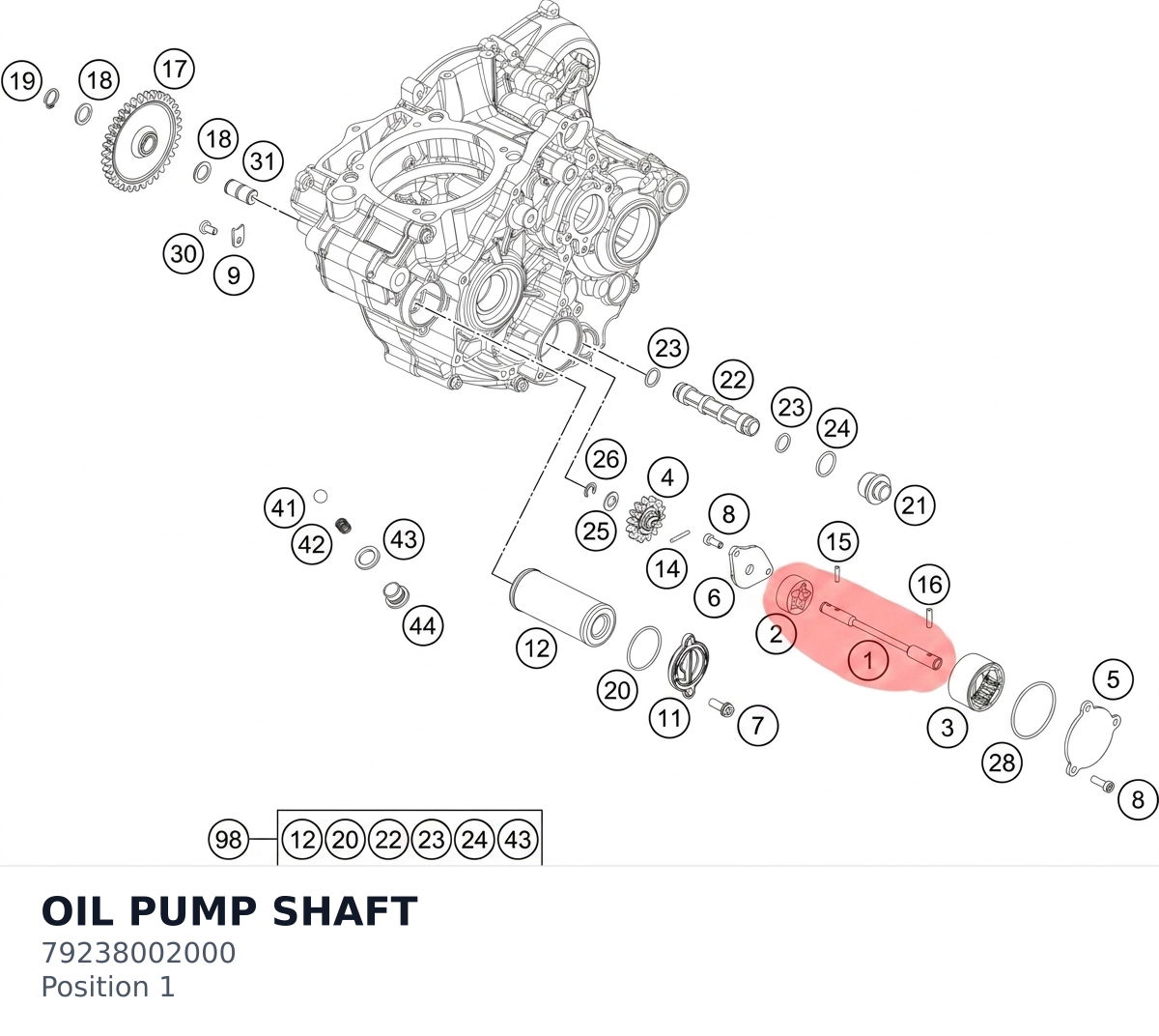 Diagram preview: OIL PUMP SHAFT (79238002000)