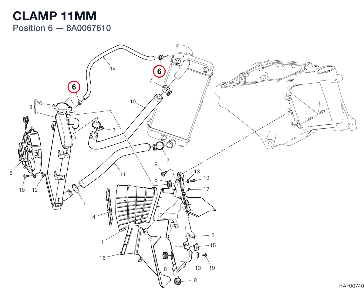 CLAMP 11MM 8A0067610 diagram position