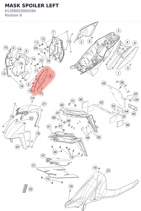 Diagram preview: MASK SPOILER LEFT (6130800300028A)