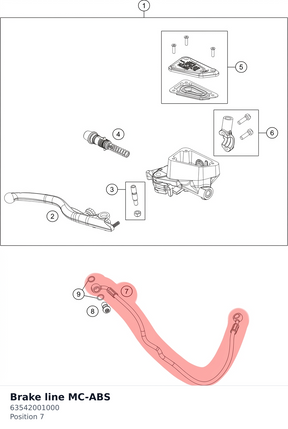 Diagram preview: Brake line MC-ABS (63542001000)
