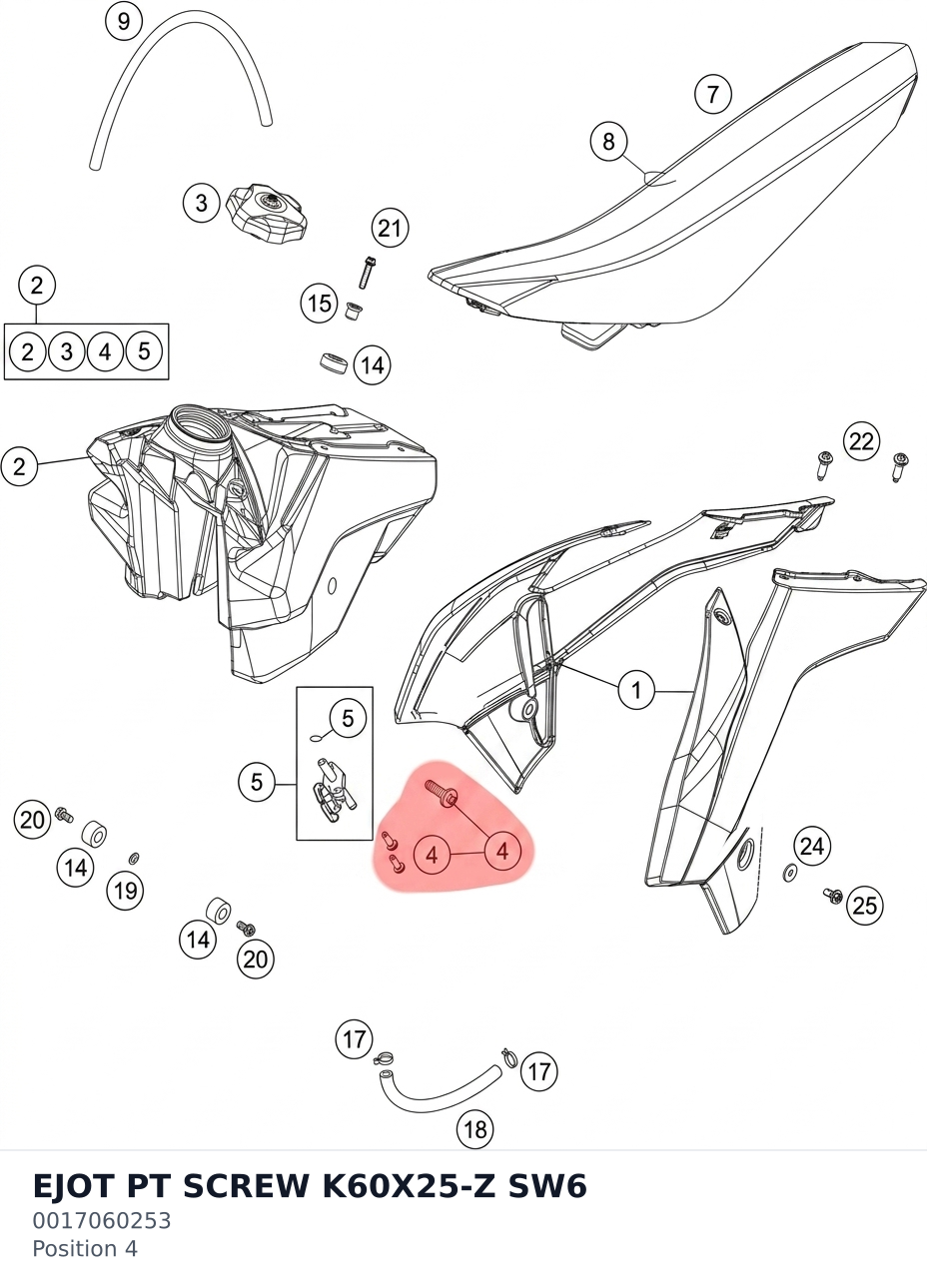 Diagram preview: EJOT PT SCREW K60X25-Z SW6 (0017060253)