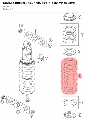 Diagram preview: MAIN SPRING (59) 130-193.5 SHOCK WHITE (46148256)