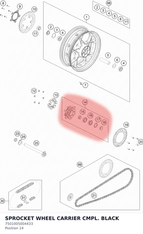 Diagram preview: SPROCKET WHEEL CARRIER CMPL. BLACK (7501005004433)
