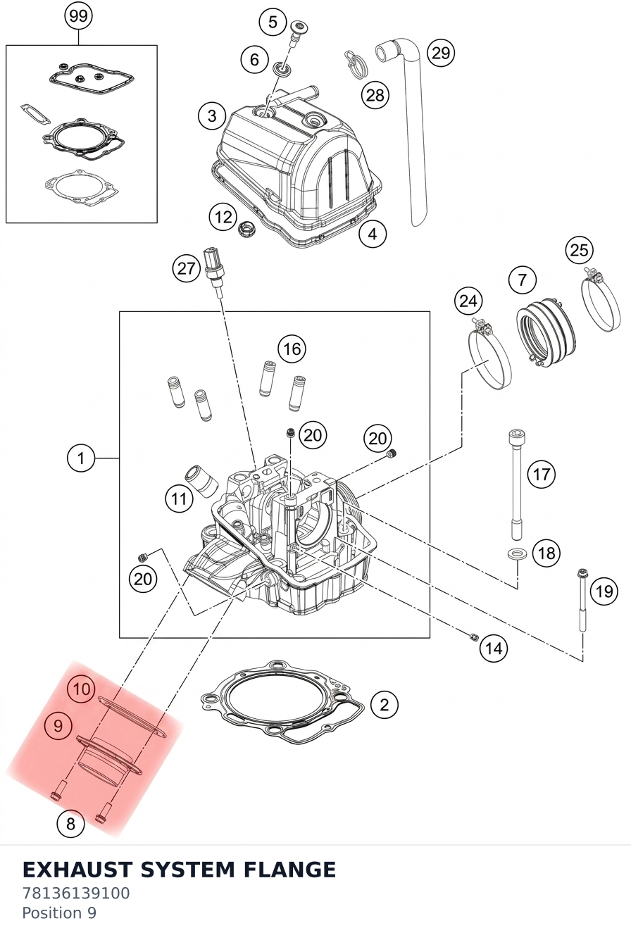 Diagram preview: EXHAUST SYSTEM FLANGE (78136139100)