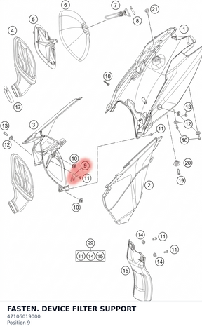 Diagram preview: FASTEN. DEVICE FILTER SUPPORT (47106019000)
