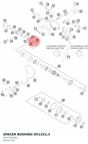 Diagram preview: SPACER BUSHING 8X12X2,3 (50337050063)