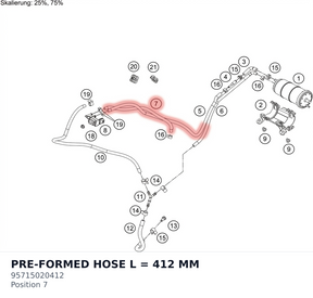 Diagram preview: PRE-FORMED HOSE L = 412 MM (95715020412)