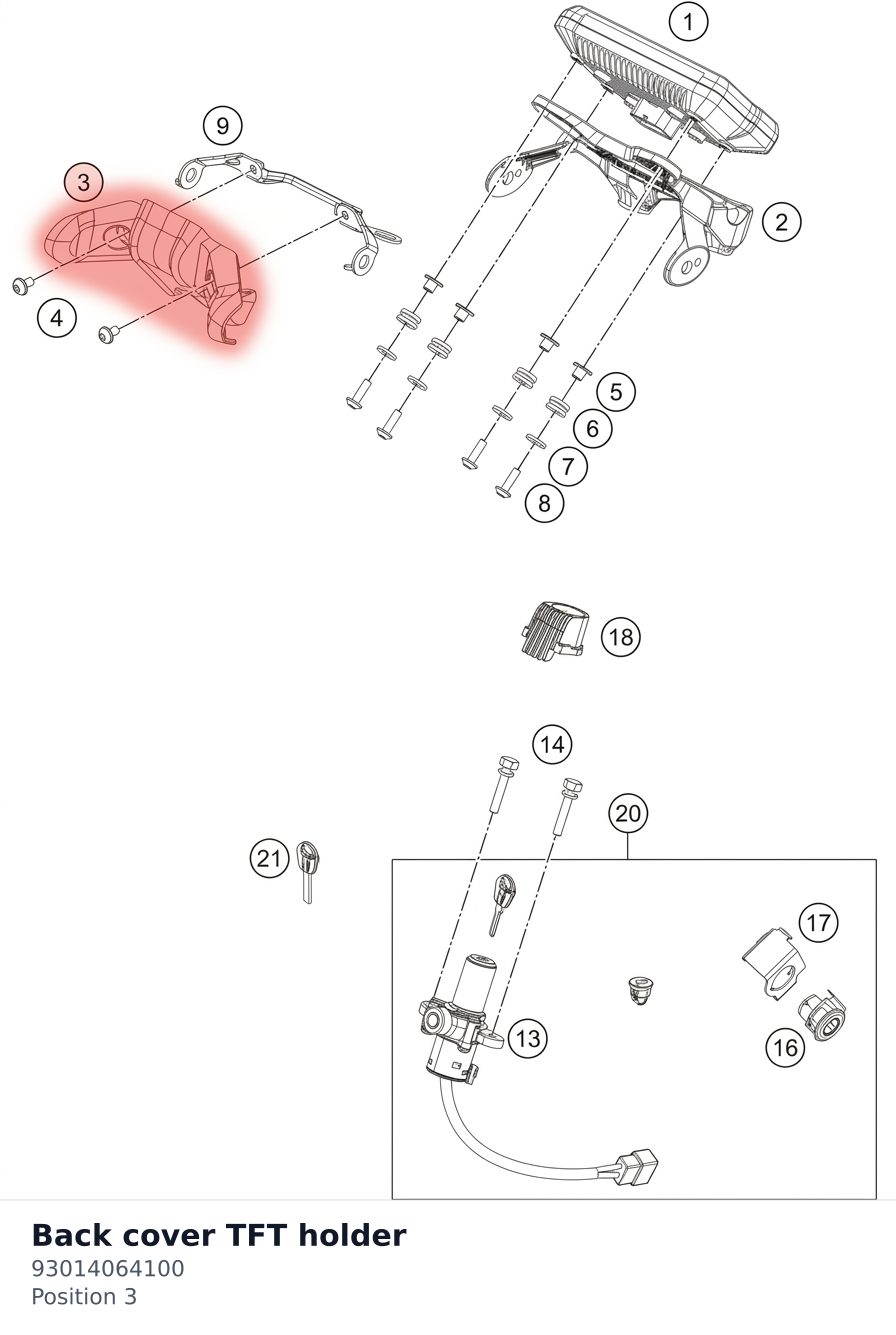 Diagram preview: Back cover TFT holder (93014064100)