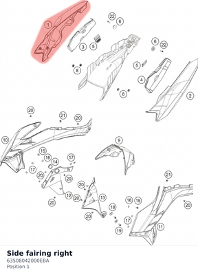 Diagram preview: Side fairing right (63508042000EBA)