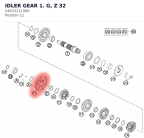 Diagram preview: IDLER GEAR 1. G, Z 32 (54833211000)
