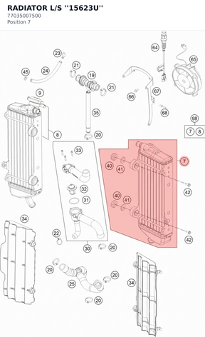 Diagram preview: RADIATOR L/S ''15623U'' (77035007500)