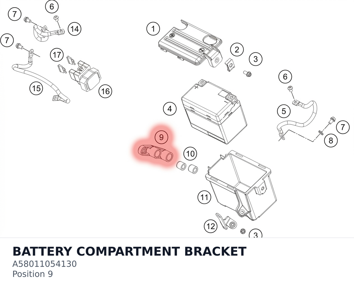 Diagram preview: BATTERY COMPARTMENT BRACKET (A58011054130)