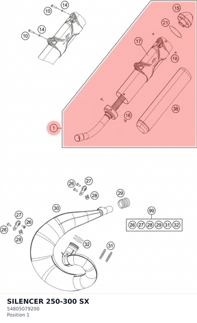 Diagram preview: SILENCER 250-300 SX (54805079200)