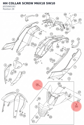 Diagram preview: HH COLLAR SCREW M6X18  SW10 (J025060183)