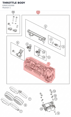 Diagram preview: THROTTLE BODY (63641101000)