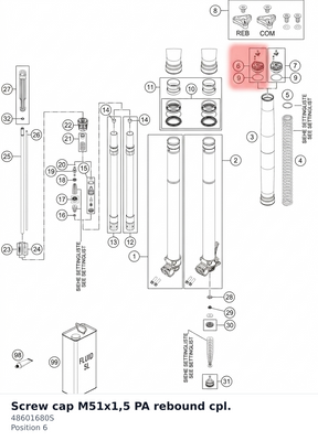 Diagram preview: Screw cap M51x1,5 PA rebound cpl. (48601680S)