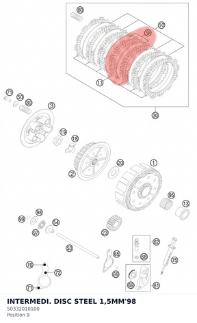 Diagram preview: INTERMEDI. DISC STEEL 1,5MM'98 (50332010100)